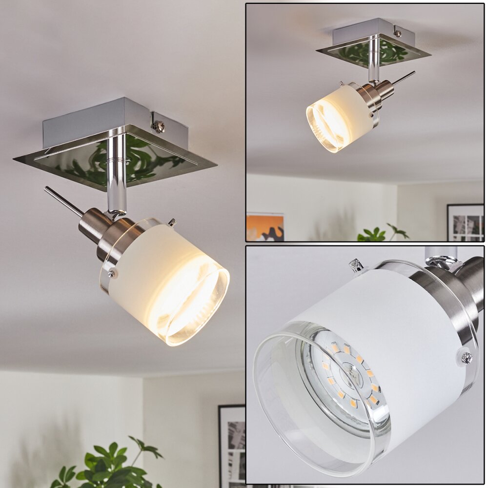 Maren Plafonnier, Spot de plafond LED Chrome, Nickel mat, 1 lumière main product photo