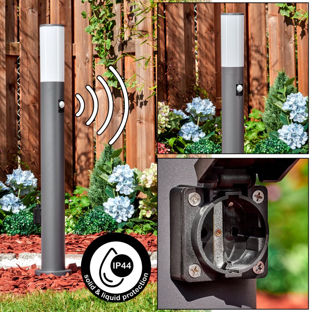 Caserta Lampe à prise électrique, Eclairage de chemin Anthracite, 1 lumière, Détecteur de mouvement main product photo