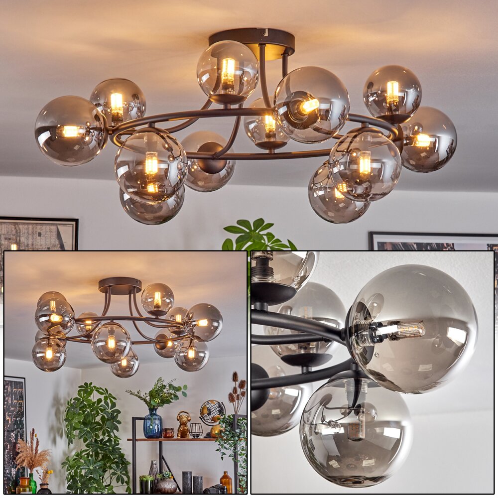 Chehalis Plafonnier, Boule lumineuse Fumé, 12 lumières main product photo