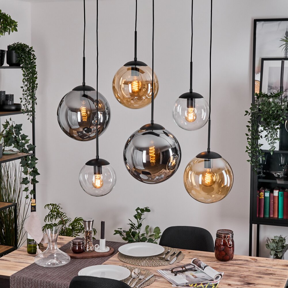 Gastor Suspension, Boule lumineuse, Suspension Ambre, Clair, Fumé, 6 lumières main product photo