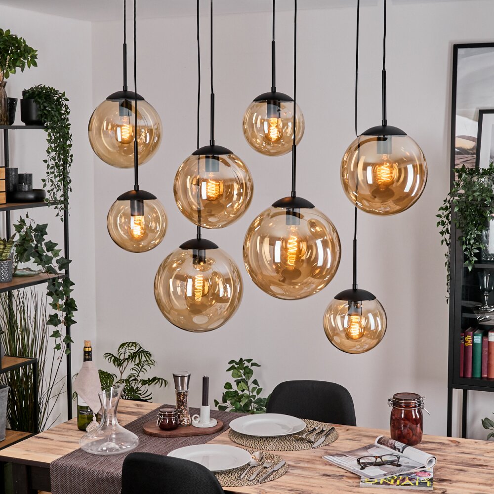Gastor Suspension, Boule lumineuse, Suspension Ambre, 8 lumières main product photo