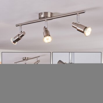 Crina Plafonnier, Spot de plafond Chrome, Nickel mat, 3 lumières
