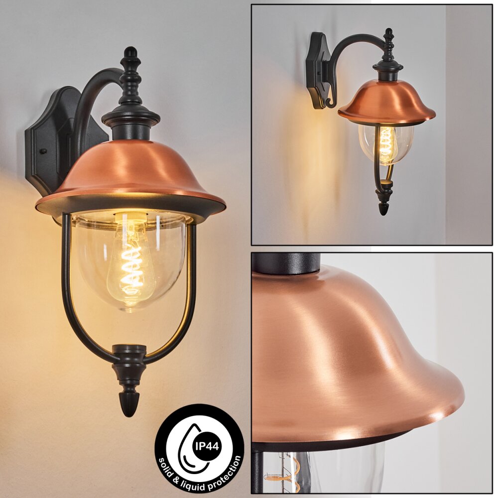 Gascon Lampe murale d´extérieur, Applique murale Cuivre, Noir, 1 lumière main product photo