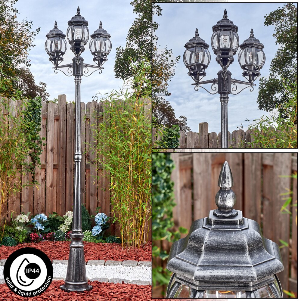Lentua Réverbère, Eclairage de chemin Noir, Argenté, 3 lumières main product photo