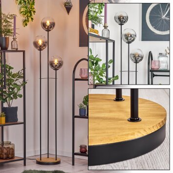 Gastor Lampadaire 30 cm Bois foncé, Noir, 3 lumières Gastor Lampadaire 30 cm Bois foncé, Noir, 3 lumières