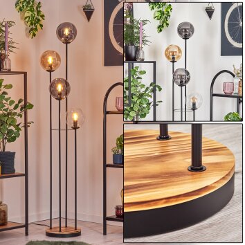 Gastor Lampadaire 30 cm Bois clair, Noir, 4 lumières Gastor Lampadaire 30 cm Bois clair, Noir, 4 lumières