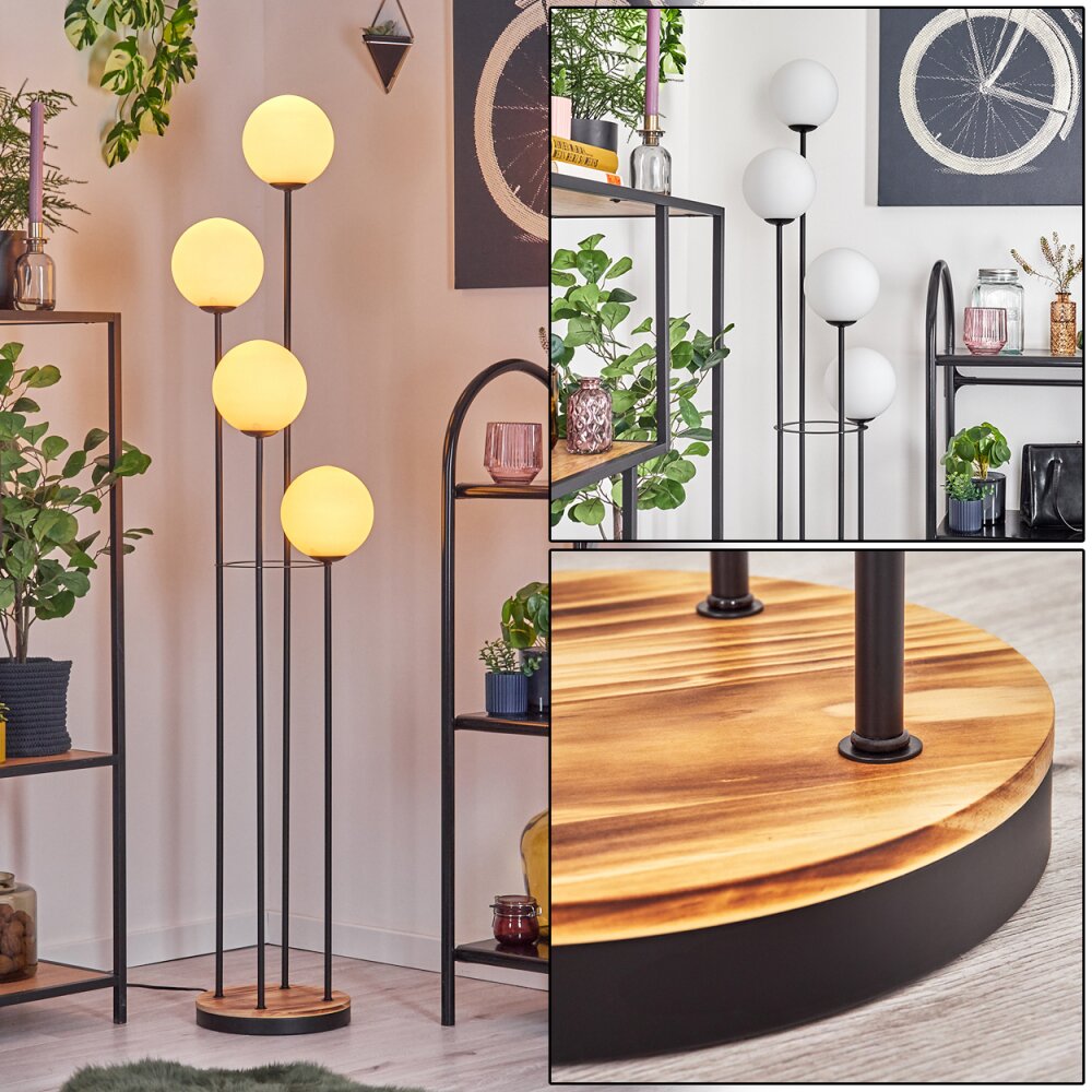 Gastor Lampadaire 25 cm Bois clair, Noir, 4 lumières main product photo