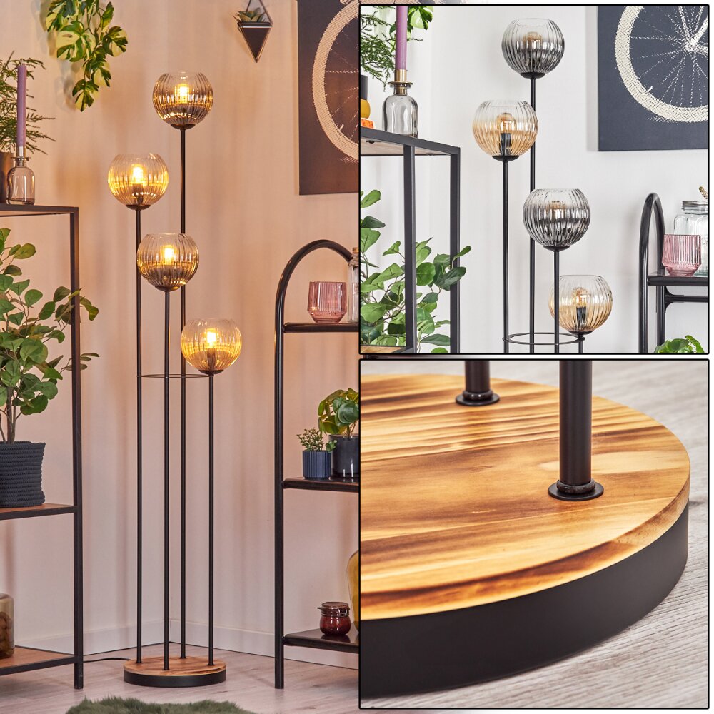 Koyoto Lampadaire 30 cm Bois clair, Noir, 4 lumières main product photo