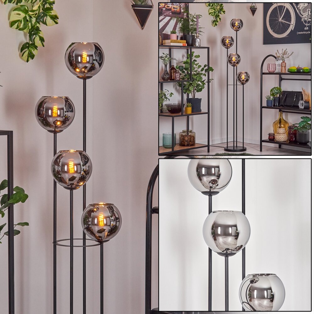 Koyoto Lampadaire 30 cm Chrome, Fumé, 4 lumières main product photo