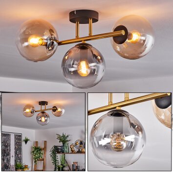 Gastor Plafonnier, Boule lumineuse 42 cm Or, Noir, 3 lumières Gastor Plafonnier, Boule lumineuse 42 cm Or, Noir, 3 lumières
