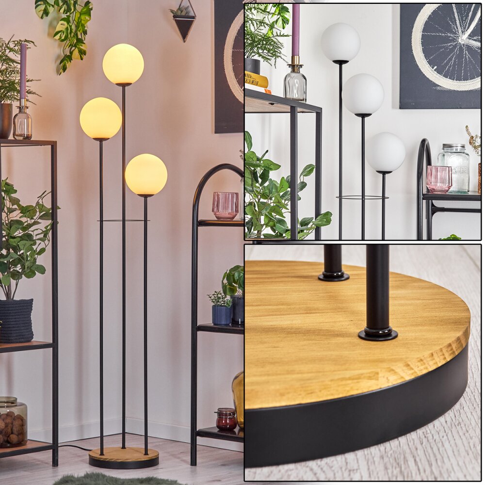 Gastor Lampadaire 30 cm Bois foncé, Noir, 3 lumières main product photo