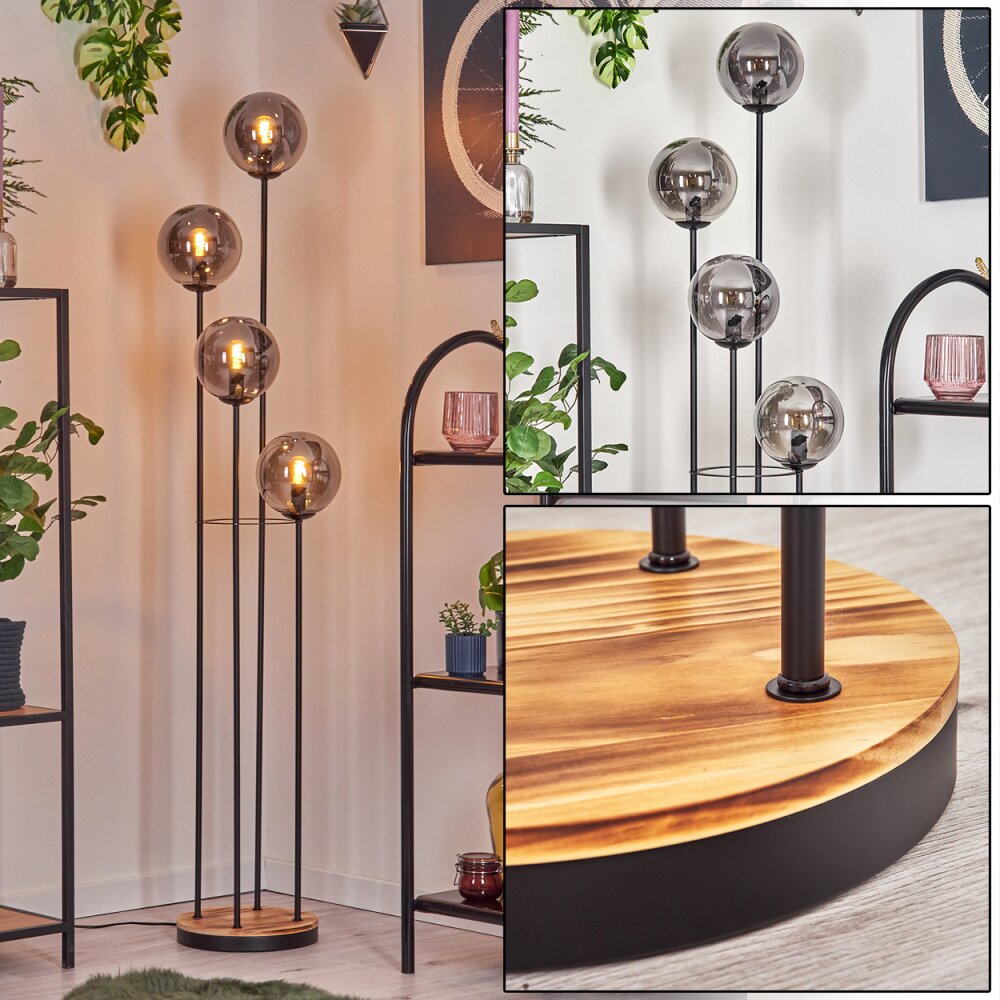Gastor Lampadaire 30 cm Bois clair, Noir, 4 lumières main product photo