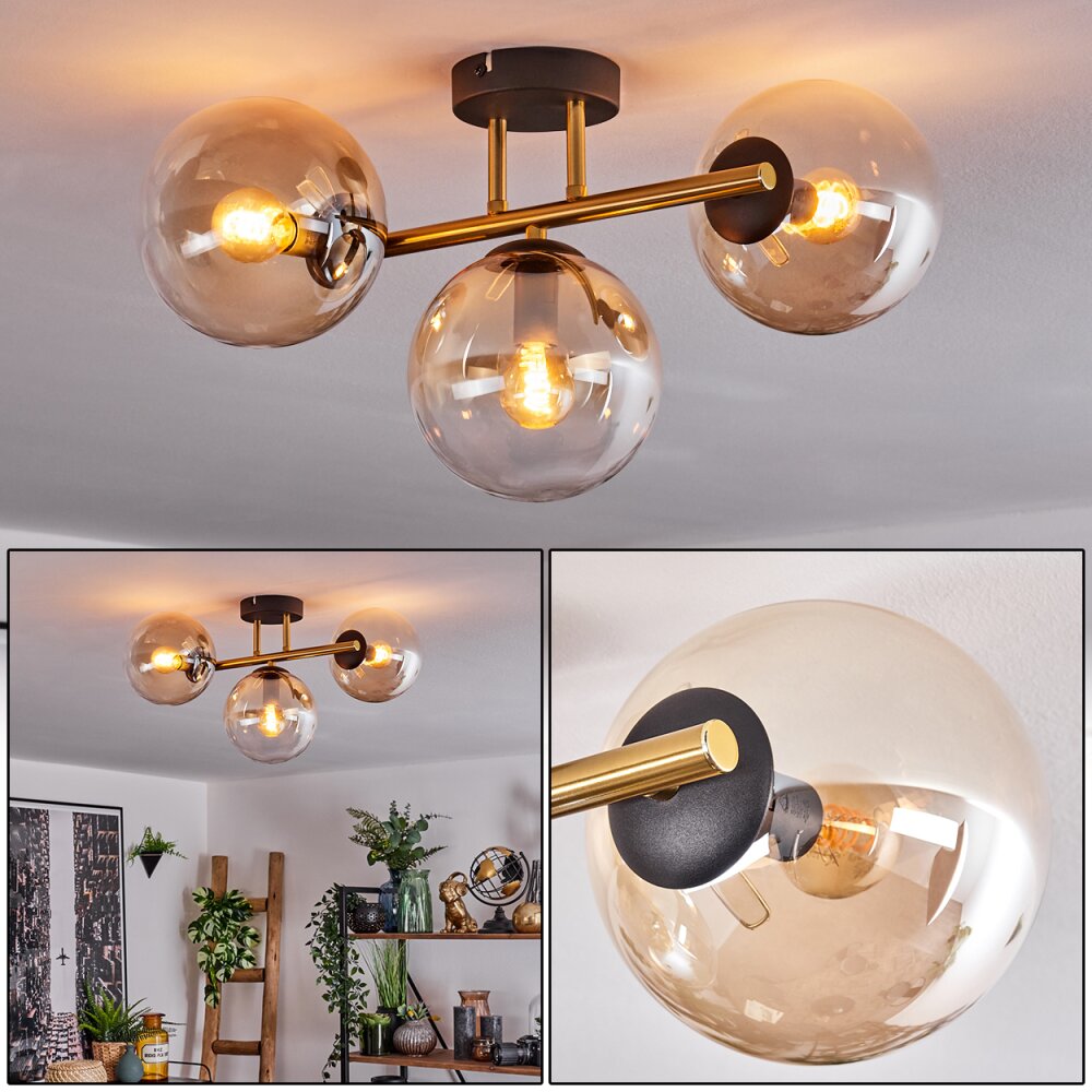 Gastor Plafonnier, Boule lumineuse 42 cm Or, Noir, 3 lumières main product photo