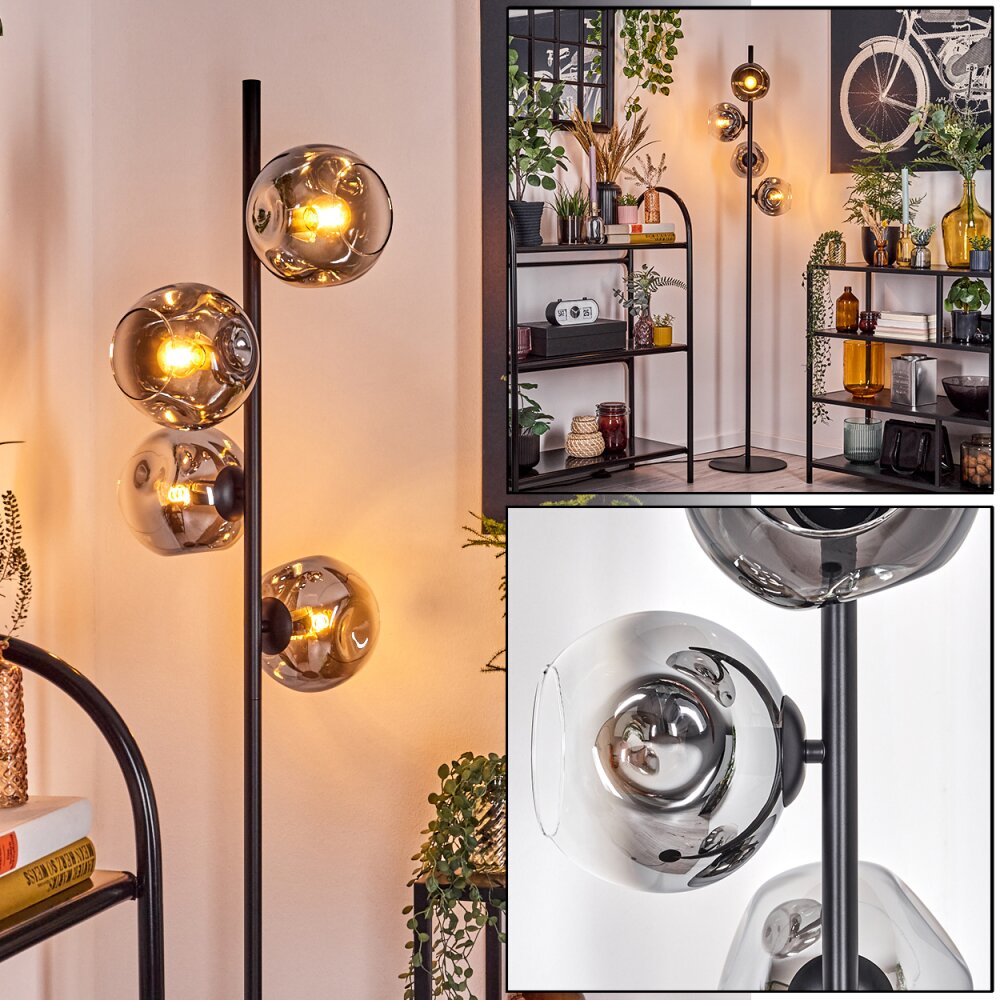 Ripoll Lampadaire Chrome, Clair, Fumé, 4 lumières main product photo