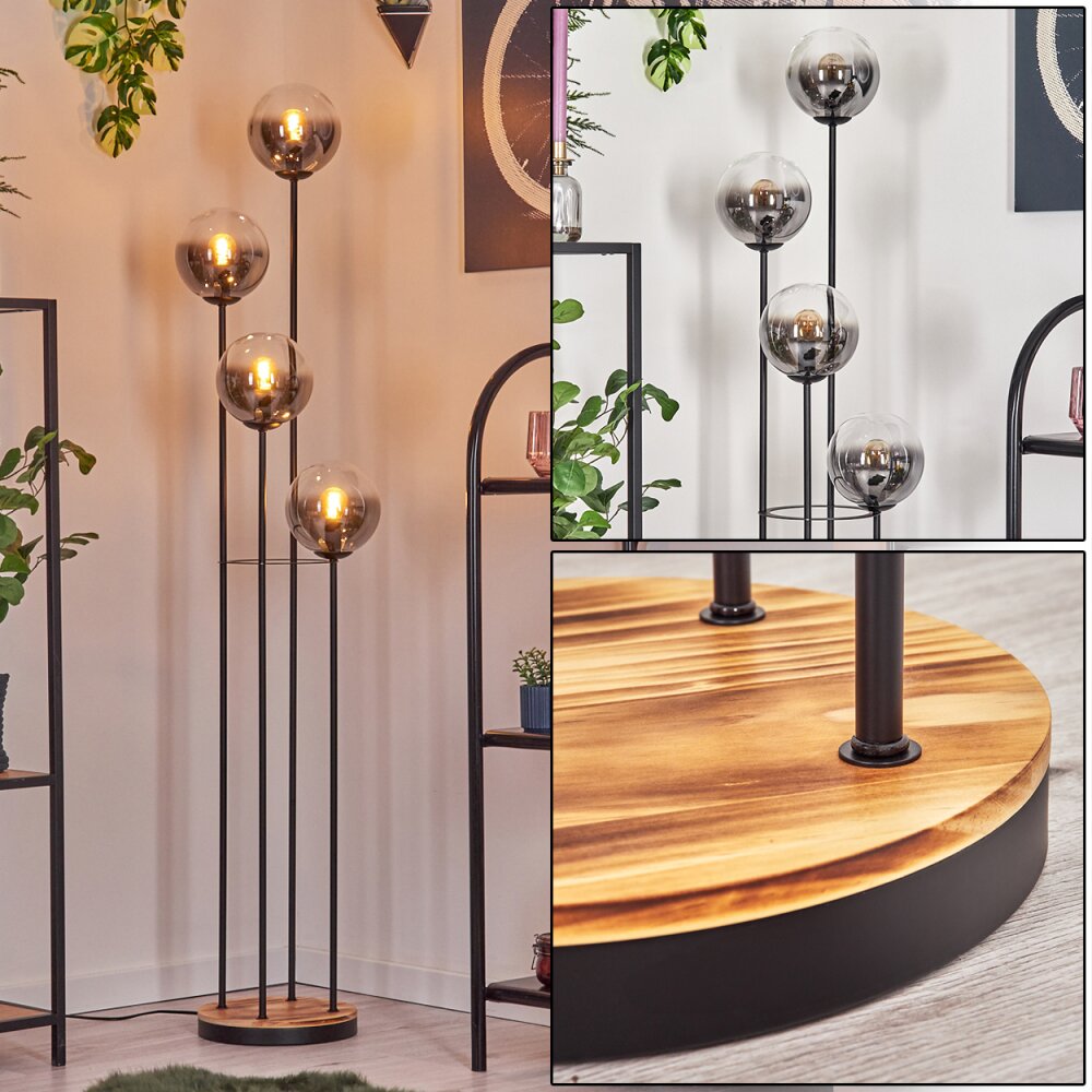 Gastor Lampadaire 30 cm Bois clair, Noir, 4 lumières main product photo