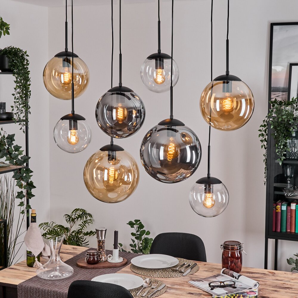 Gastor Suspension, Boule lumineuse, Suspension Ambre, Clair, Fumé, 8 lumières main product photo