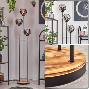 Koyoto Lampadaire Bois clair, Noir, 3 lumières Koyoto Lampadaire Bois clair, Noir, 3 lumières