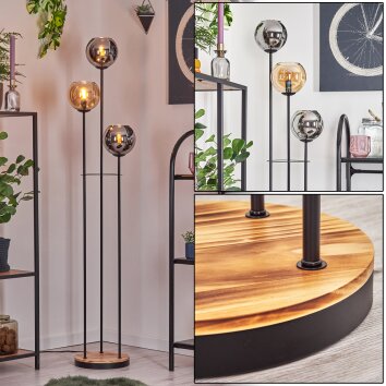 Koyoto Lampadaire 30 cm Bois clair, Noir, 3 lumières Koyoto Lampadaire 30 cm Bois clair, Noir, 3 lumières