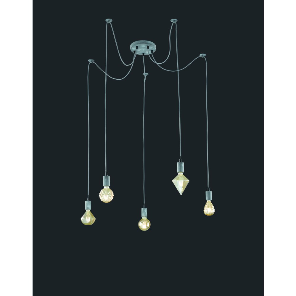 Suspension Trio Leuchten Cord Gris, 5 lumières main product photo