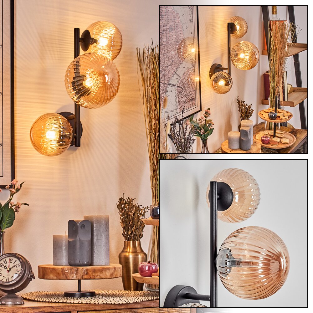 Chehalis Boule lumineuse, Applique murale Ambre, 3 lumières main product photo