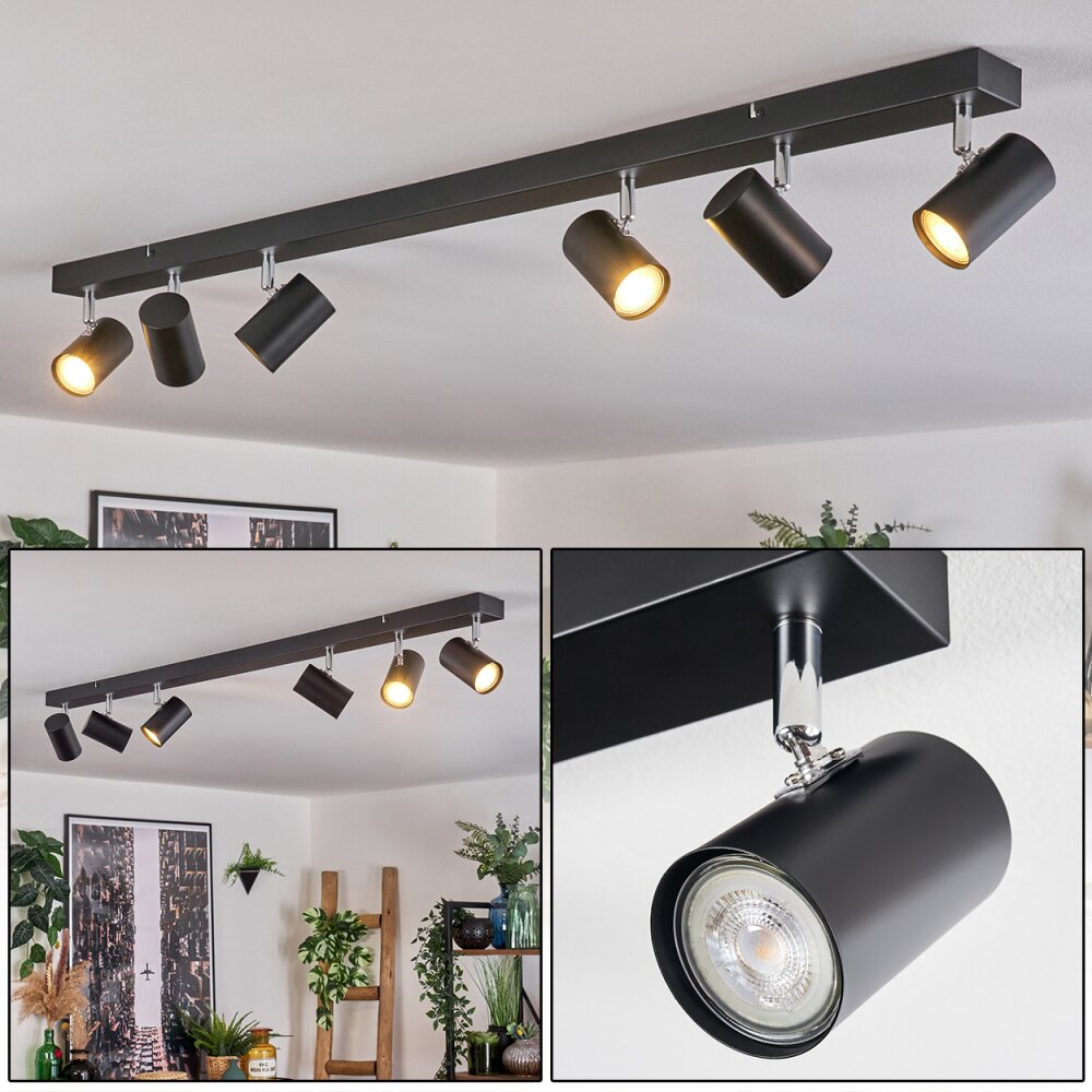 Gesteira Plafonnier, Spot de plafond Chrome, Noir, 6 lumières main product photo