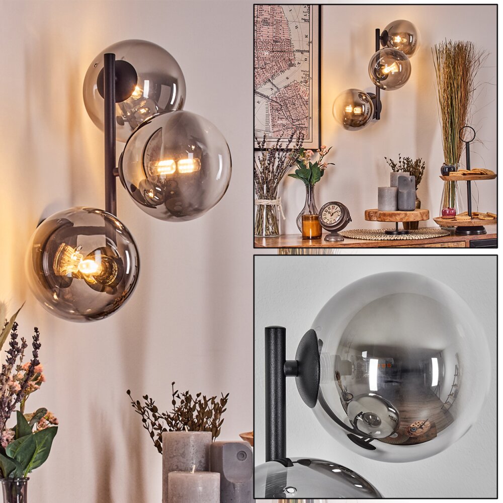 Chehalis Boule lumineuse, Applique murale 33 cm Chrome, Clair, Fumé, 3 lumières main product photo