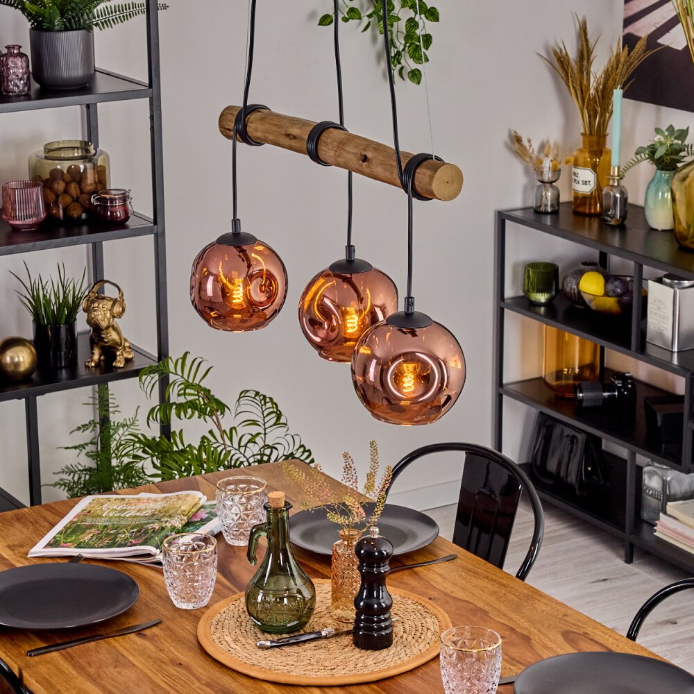 Ripoll Suspension, Boule lumineuse, Suspension Écru, Noir, 3 lumières main product photo