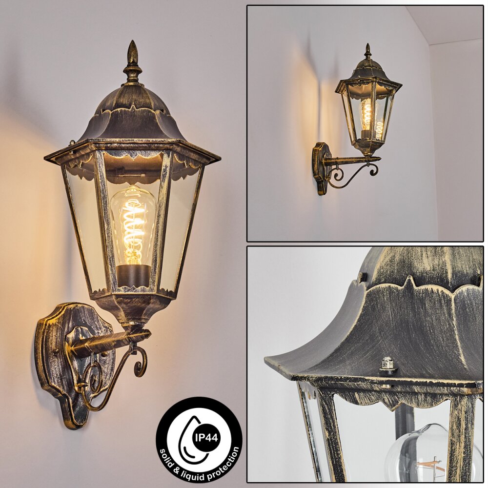 Hongkong Lampe murale d´extérieur, Applique murale Or, Noir, 1 lumière main product photo