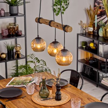 Ripoll Suspension, Boule lumineuse, Suspension Écru, Noir, 3 lumières Ripoll Suspension, Boule lumineuse, Suspension Écru, Noir, 3 lumières