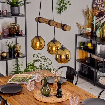 Koyoto Suspension, Boule lumineuse, Suspension Écru, Noir, 3 lumières