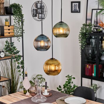 Koyoto Suspension, Boule lumineuse, Suspension Noir, 3 lumières