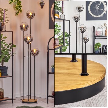 Gastor Lampadaire Bois foncé, Noir, 4 lumières Gastor Lampadaire Bois foncé, Noir, 4 lumières