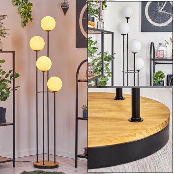 Gastor Lampadaire Bois foncé, Noir, 4 lumières Gastor Lampadaire Bois foncé, Noir, 4 lumières