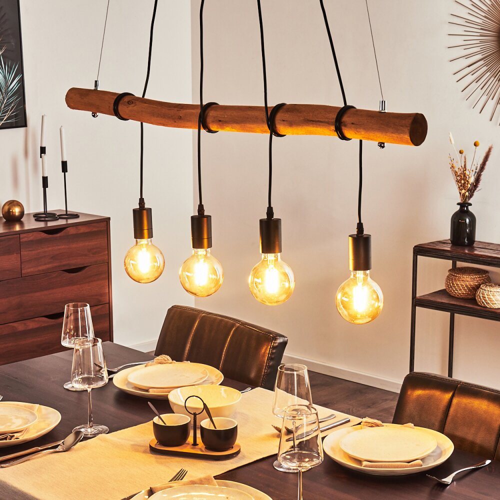 Suspension Seegaard Bois clair, Noir, 4 lumières main product photo