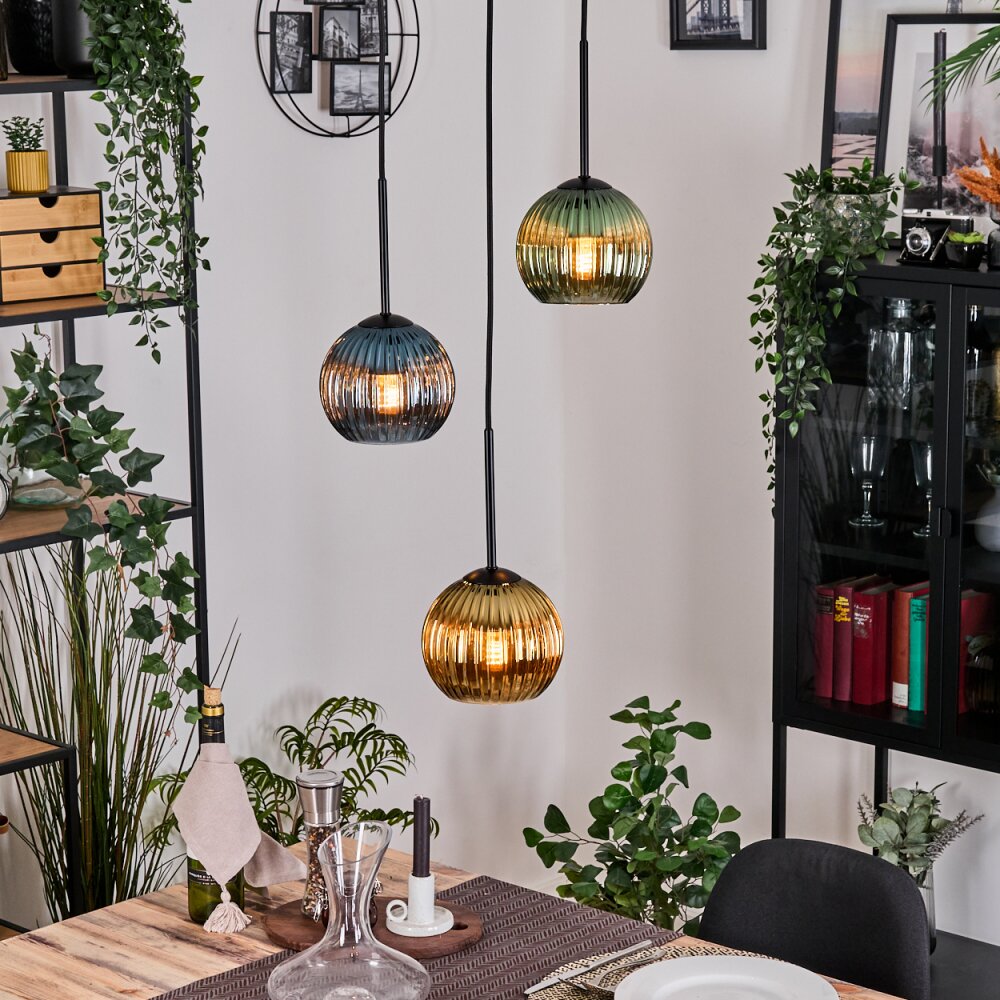 Koyoto Suspension, Boule lumineuse, Suspension, Suspension grappe Noir, 3 lumières main product photo