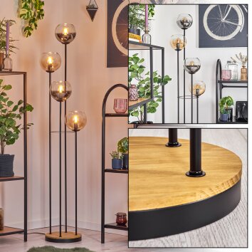 Koyoto Lampadaire 30 cm Bois foncé, Noir, 4 lumières Koyoto Lampadaire 30 cm Bois foncé, Noir, 4 lumières