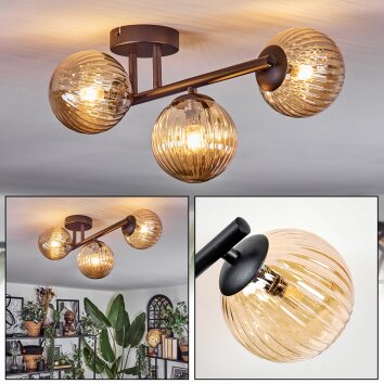 Chehalis Plafonnier, Boule lumineuse Ambre, 3 lumières