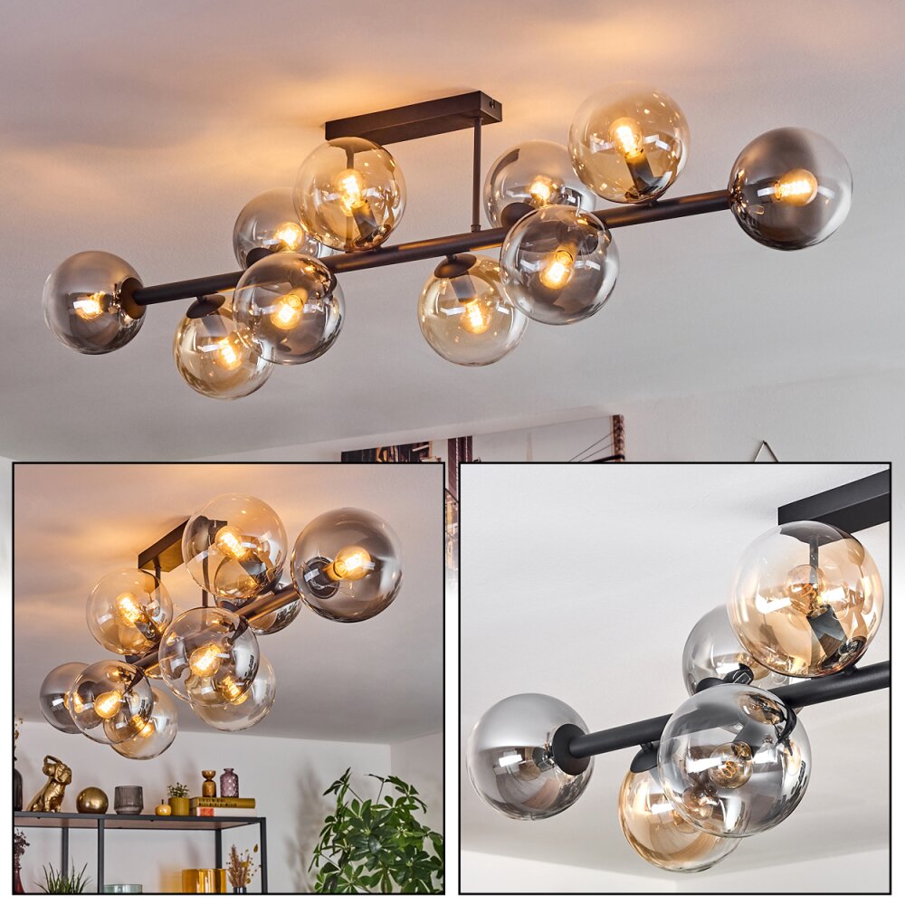 Gastor Plafonnier, Boule lumineuse Ambre, Clair, Fumé, 10 lumières main product photo