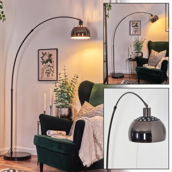 Baloca Lampadaire, Lampadaires arc Chrome, Noir, 1 lumière