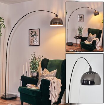 Baloca Lampadaire, Lampadaires arc Chrome, Noir, 1 lumière