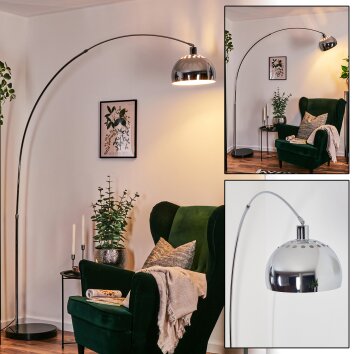 Baloca Lampadaire, Lampadaires arc Chrome, Noir, 1 lumière