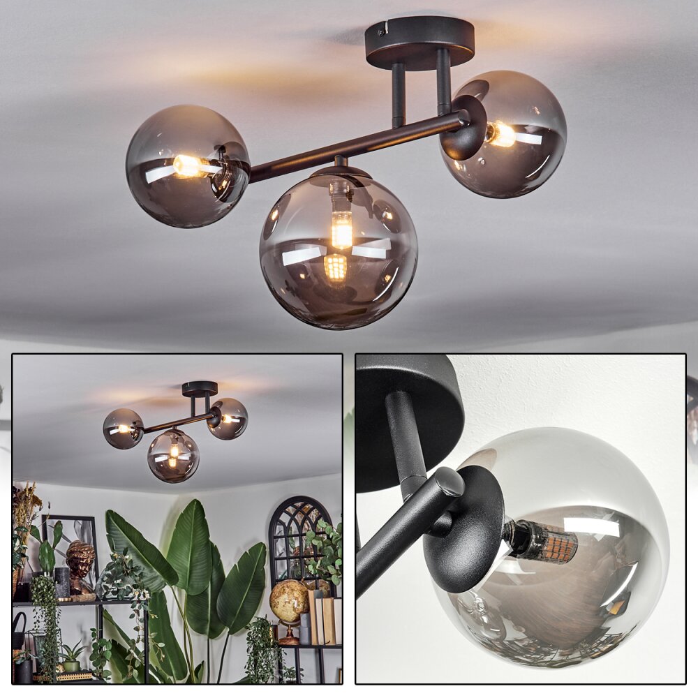 Chehalis Plafonnier, Boule lumineuse Fumé, 3 lumières main product photo