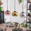 Koyoto Suspension, Boule lumineuse, Suspension Chrome, Or, Clair, Cuivré, Fumé, 3 lumières