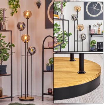 Koyoto Lampadaire 30 cm Bois foncé, Noir, 4 lumières Koyoto Lampadaire 30 cm Bois foncé, Noir, 4 lumières