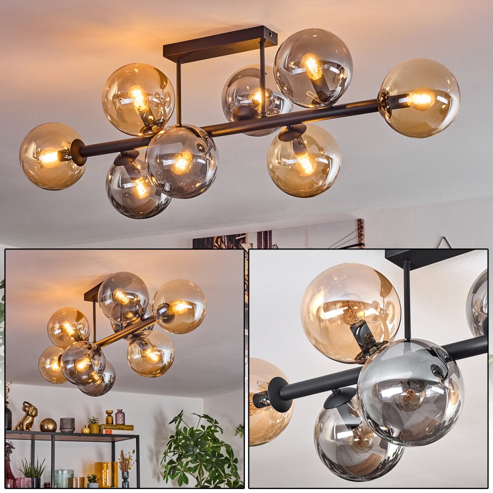 Gastor Plafonnier, Boule lumineuse Ambre, Fumé, 8 lumières main product photo