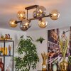 Gastor Plafonnier, Boule lumineuse Ambre, Fumé, 8 lumières