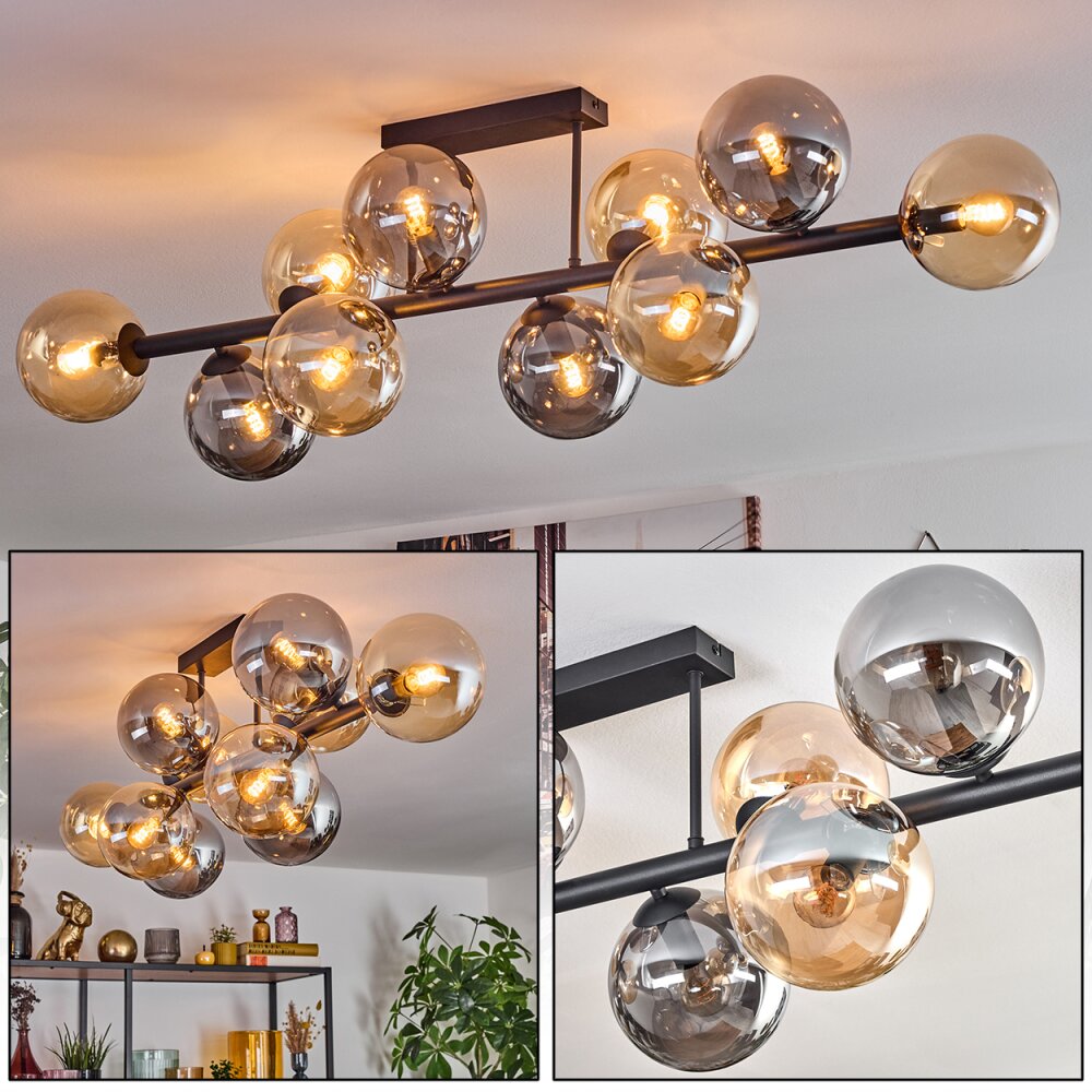 Gastor Plafonnier, Boule lumineuse Ambre, Fumé, 10 lumières main product photo