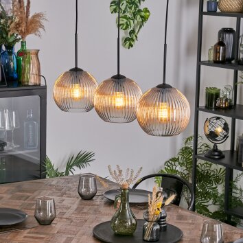 Koyoto Suspension, Boule lumineuse, Suspension Ambre, Clair, 3 lumières