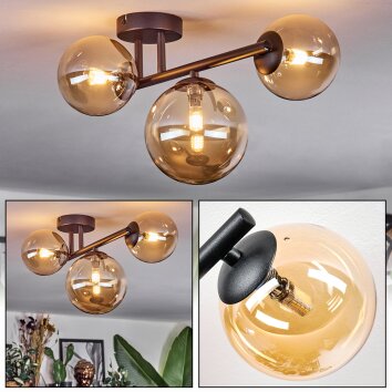 Chehalis Plafonnier, Boule lumineuse Ambre, 3 lumières