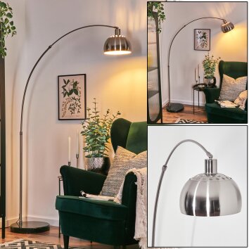 Baloca Lampadaire, Lampadaires arc Nickel mat, Noir, 1 lumière